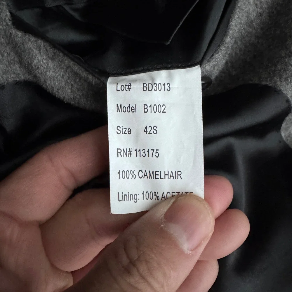 Bill Blass Sport Coat Blazer Mens 42S Grey Solid 100% Camel Hair 2-Button Notch